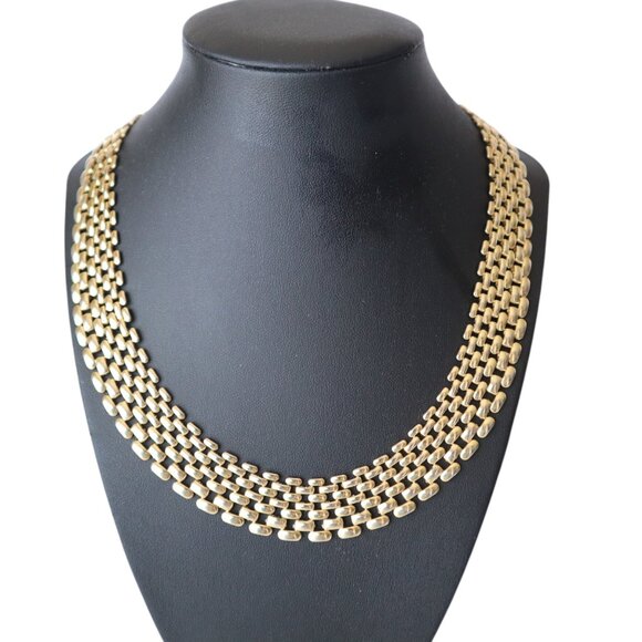 Gold-Tone Statement Necklace With Multi-Layer Chain Design & Secure Clasp - Picture 1 of 5